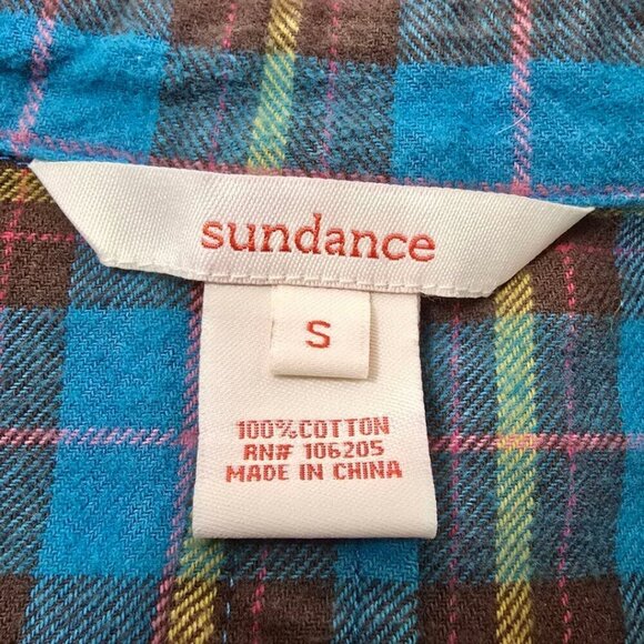 Sundance Plaid Hayden Creek Peplum Flannel Button Down Top Sz S - Picture 7 of 8